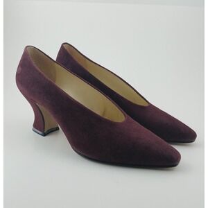 Vintage 90s Nine West Authentic Wine Suede Real Leather Pumps Size 6.5M 3" Heels
